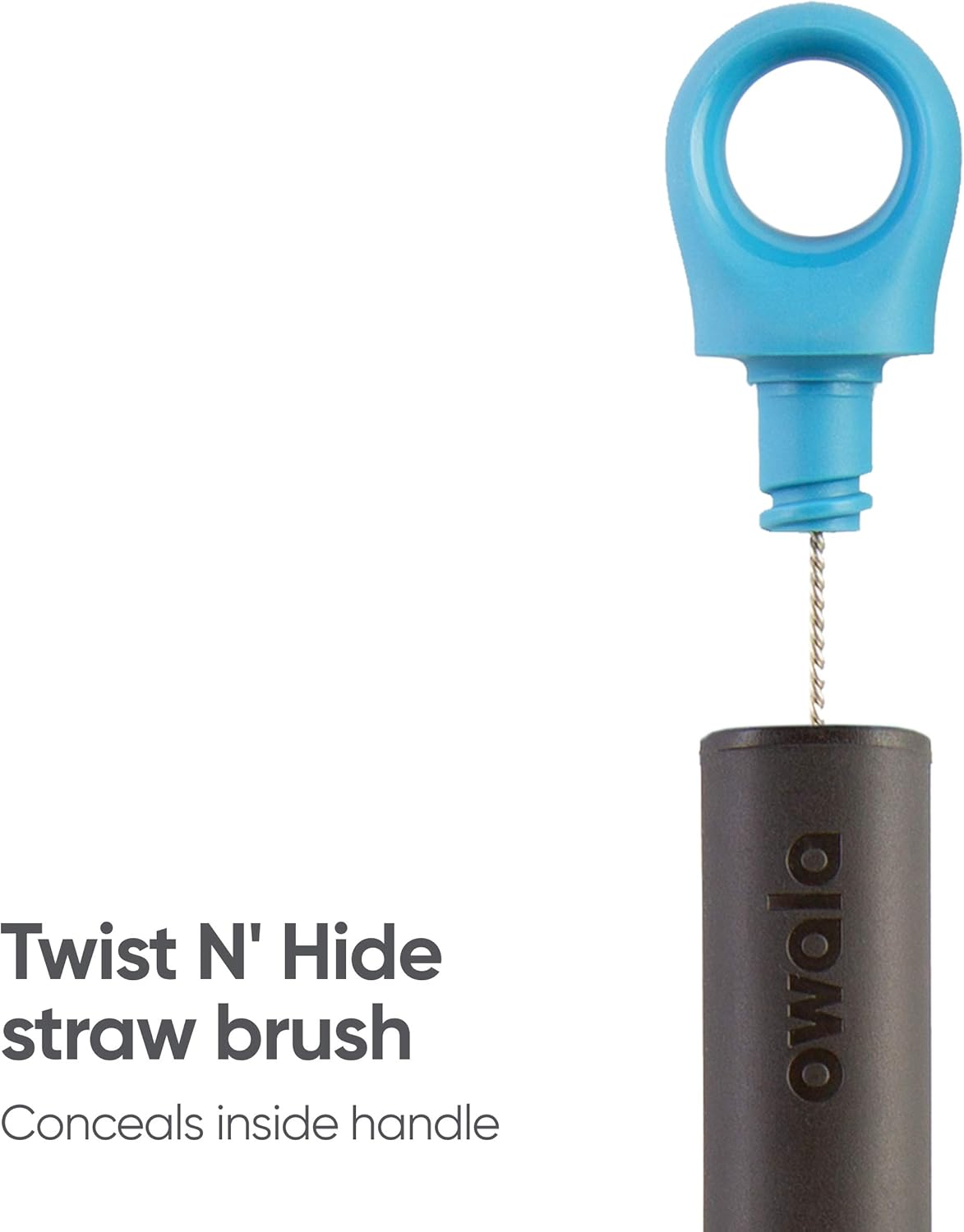 Owala 2-in-1 Water Bottle Cleaning Brush Set – Bottle Brush with Removable Head & Twist-N-Hide Straw Cleaner, Durable Kitchen Cleaning Tool, Smokey Blue