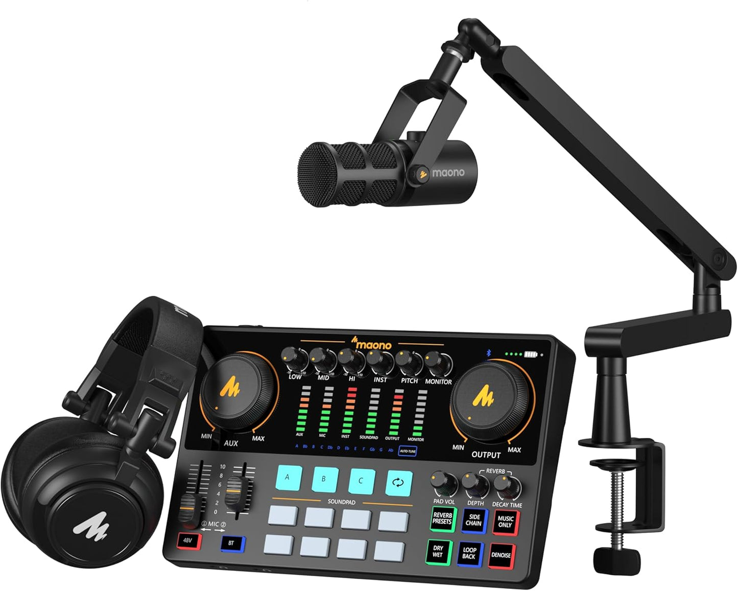 MAONO Podcast Equipment Bundle – Maonocaster E2 Gen2 Audio Interface Mixer with Dual XLR Input for Streaming & Recording