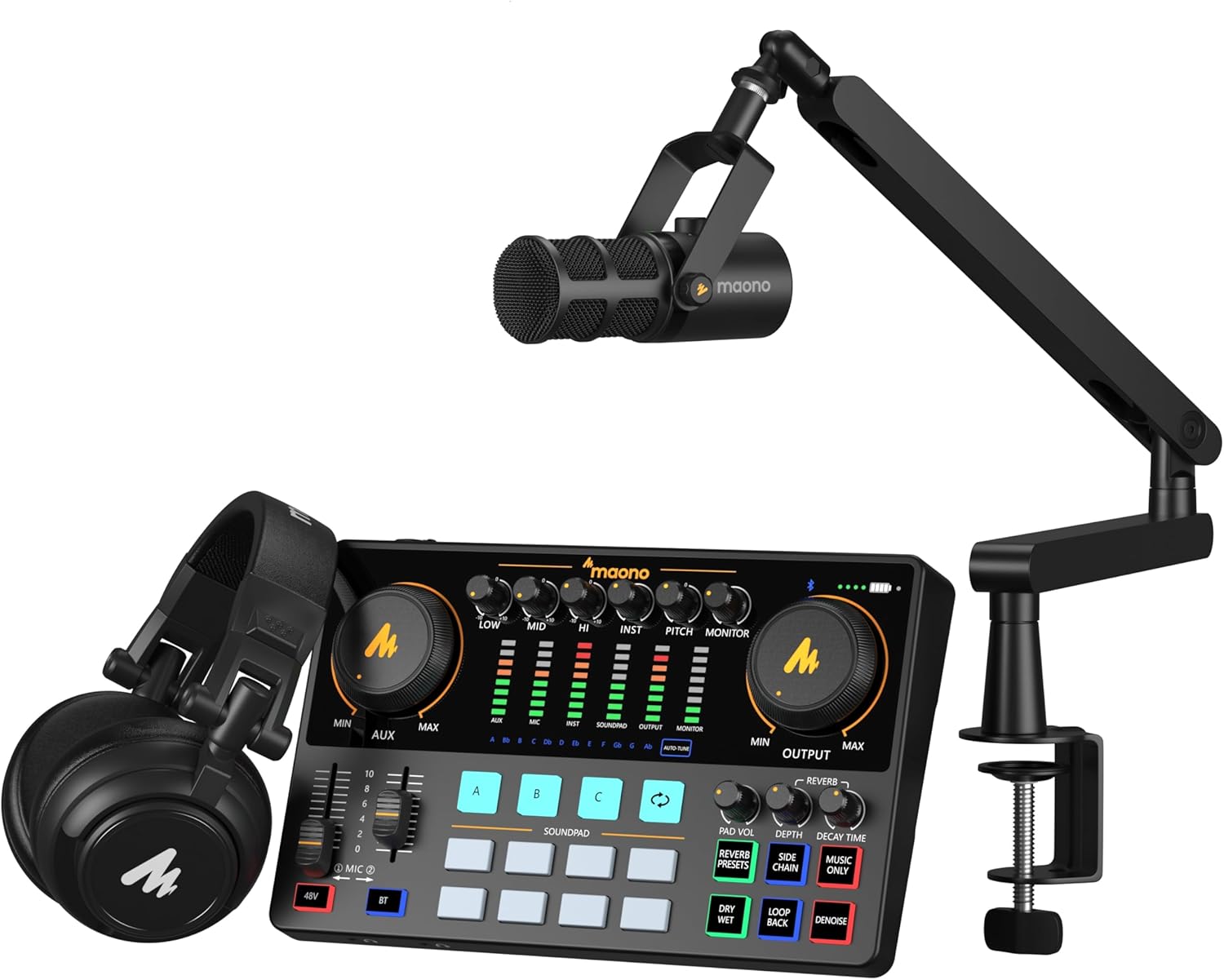 MAONO Podcast Equipment Bundle – Maonocaster E2 Gen2 Audio Interface Mixer with Dual XLR Input for Streaming & Recording