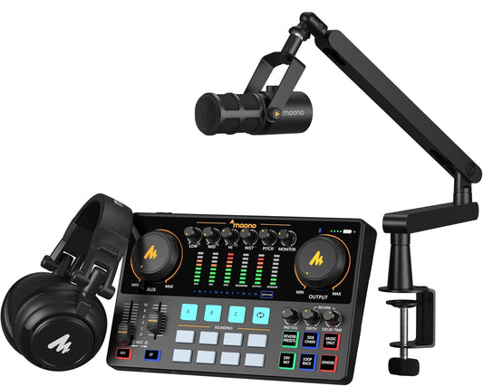 MAONO Podcast Equipment Bundle – Maonocaster E2 Gen2 Audio Interface Mixer with Dual XLR Input for Streaming & Recording