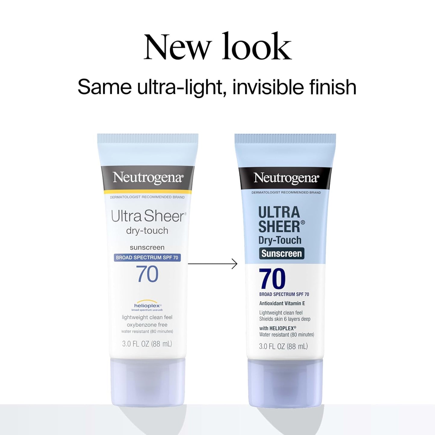 Neutrogena Ultra Sheer SPF 70 Sunscreen Lotion – Dry-Touch Matte Finish, Broad Spectrum Protection, Oil-Free & Non-Comedogenic, Water Resistant 80 Minutes, 3oz Travel Size