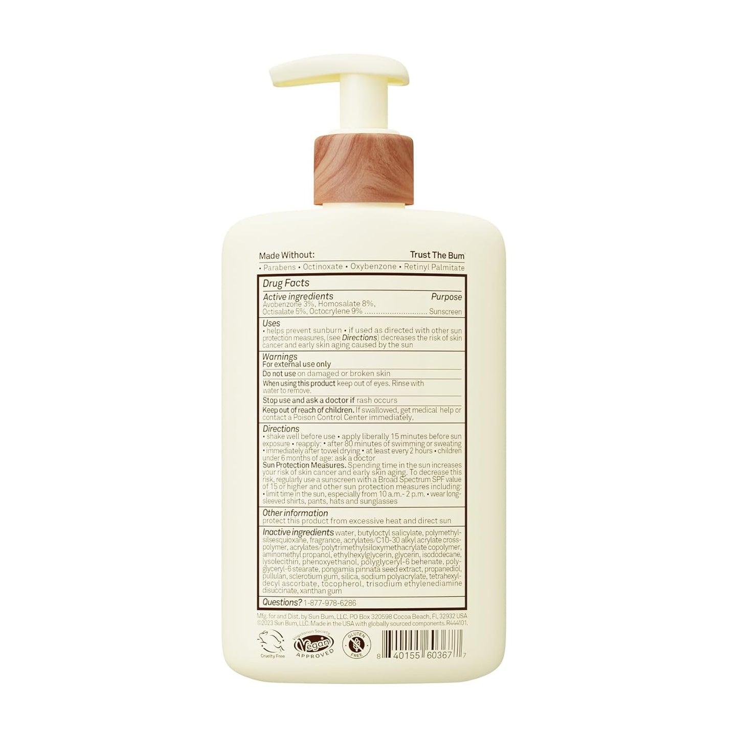 Sun Bum Daily SPF 50 Sunscreen Body Lotion – Broad Spectrum Moisturizing Sun Protection with Vitamin E, Vegan & Hawaii 104 Compliant (Octinoxate & Oxybenzone Free), Dermatologist Tested, 8 oz
