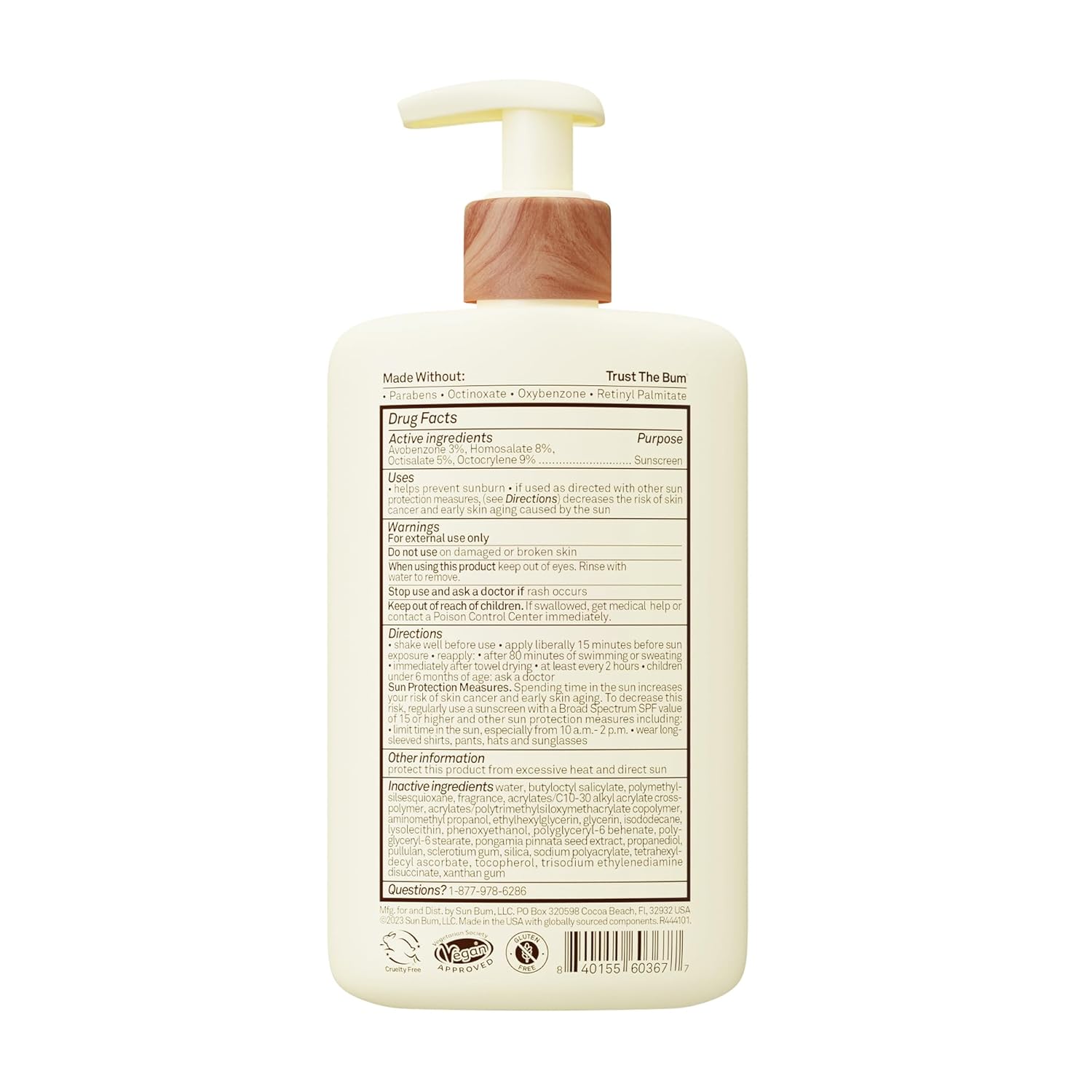 Sun Bum Daily SPF 50 Sunscreen Body Lotion – Broad Spectrum Moisturizing Sun Protection with Vitamin E, Vegan & Hawaii 104 Compliant (Octinoxate & Oxybenzone Free), Dermatologist Tested, 8 oz