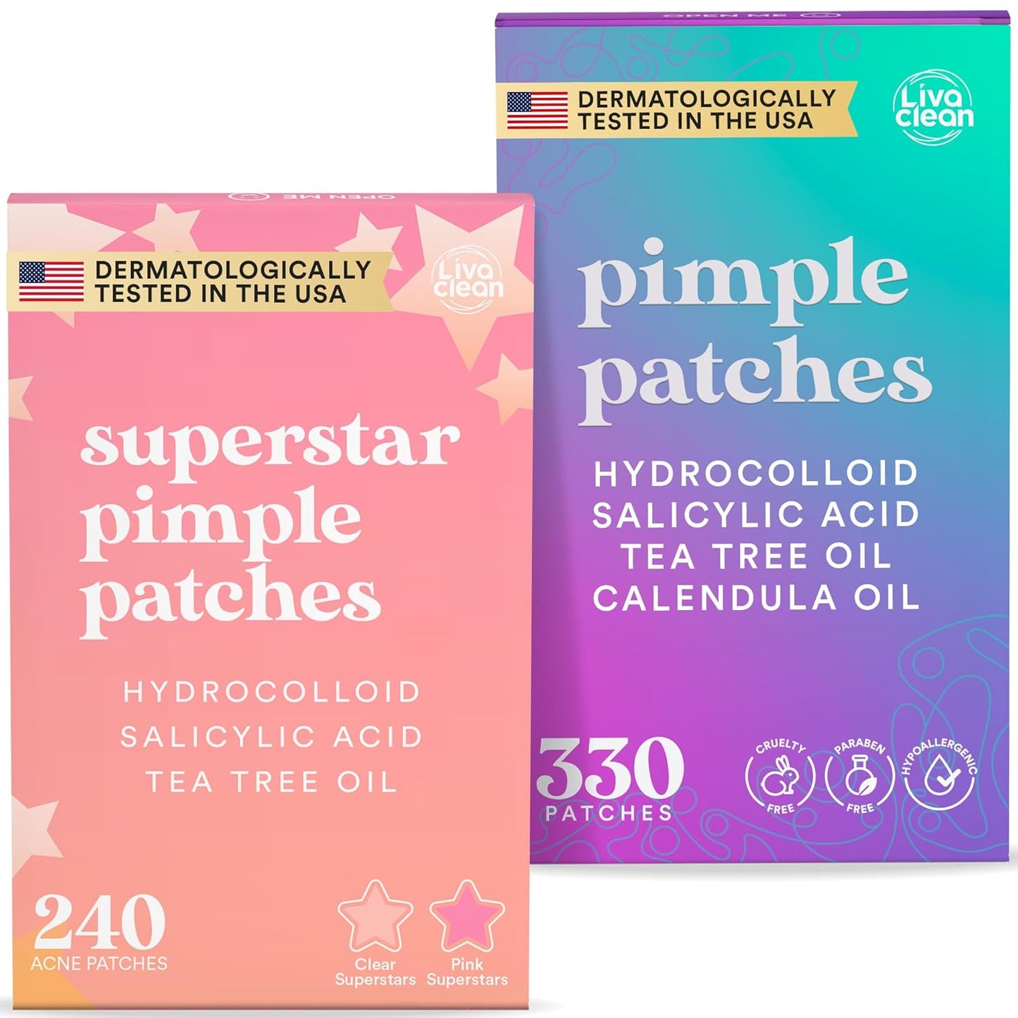 Livaclean Star Pimple Patches for Face – Hydrocolloid Acne Stickers with Tea Tree Oil, Salicylic Acid, Zit Stickers for Fast Healing, & Cute Acne Patch Stickers