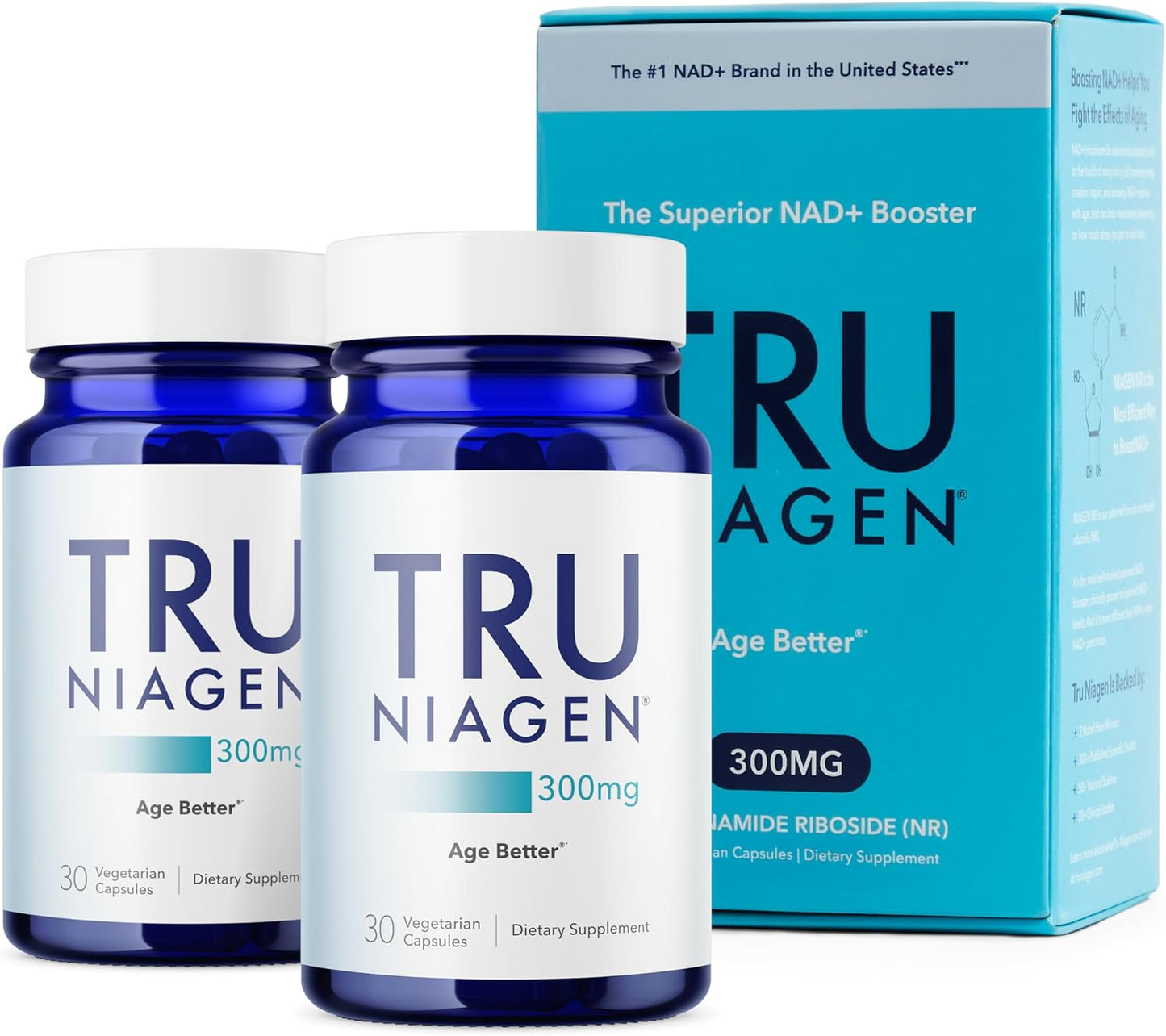 TRU NIAGEN NAD+ Booster Supplement 300mg – Supports Brain Health, Cellular Energy & Anti-Aging | Patented Niagen Formula | 30-Day Supply, 1 Capsule Daily