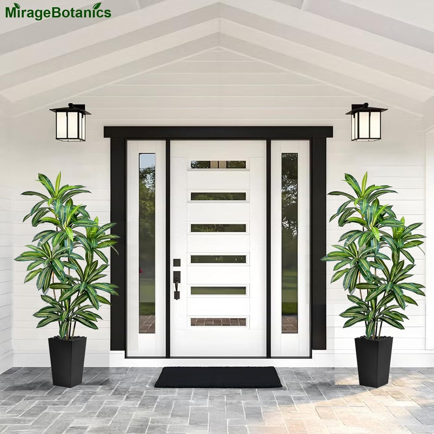 Artificial Dracaena 5FT Tree with White Planter – Realistic Faux Dragon Indoor Floor Plant for Home, Office, Living Room & Bedroom Decor