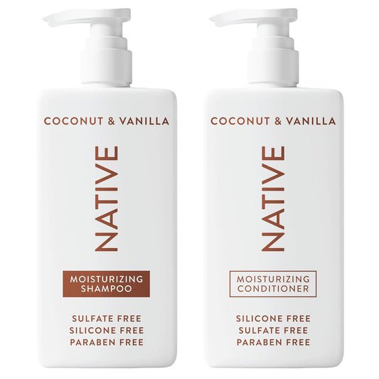 Native Coconut & Vanilla Shampoo and Conditioner Set – Naturally Derived Ingredients for All Hair Types, Color-Treated & Fine to Dry Damaged Hair, Sulfate & Dye Free (2-Pack)