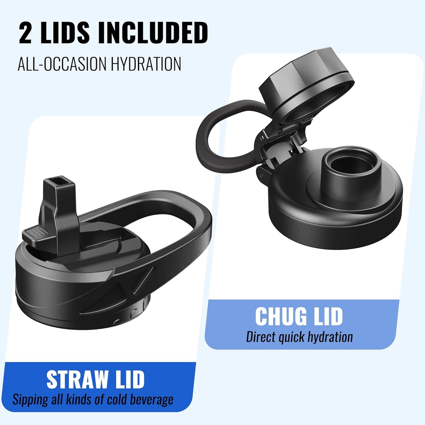 CIVAGO 32 Oz Glass Water Bottle – Leakproof Sports Flask with Straw, Handle, Silicone Sleeve, Time Marker & 2 Lids, Large Gym Water Jug, Black