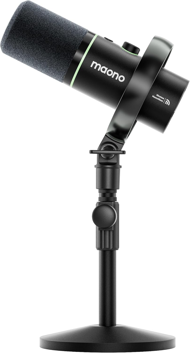 MAONO PD200W Hybrid Podcast Microphone – Dynamic XLR/USB Mic for PC with Noise Cancellation, Desktop Stand & Software