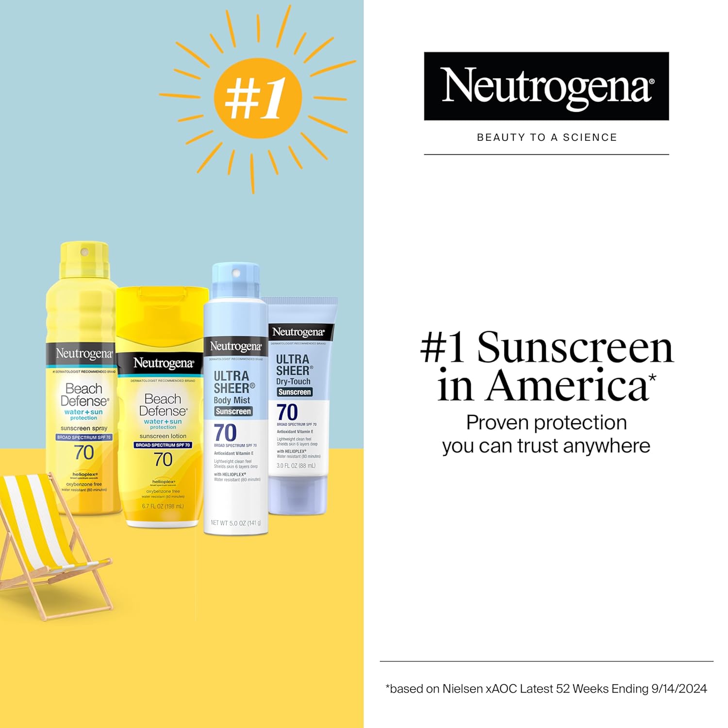 Neutrogena Ultra Sheer SPF 70 Sunscreen Lotion – Dry-Touch Matte Finish, Broad Spectrum Protection, Oil-Free & Non-Comedogenic, Water Resistant 80 Minutes, 3oz Travel Size