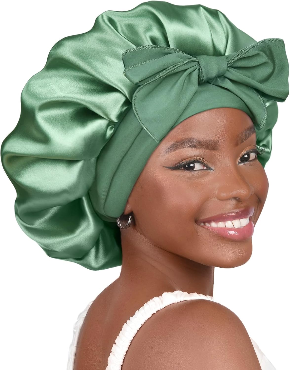 YANIBEST Adjustable Silk Bonnet - Stylish Blush Pink Double Layer Satin Hair Protector for Women, Reduces Frizz and Prevents Messy Hair While Sleeping