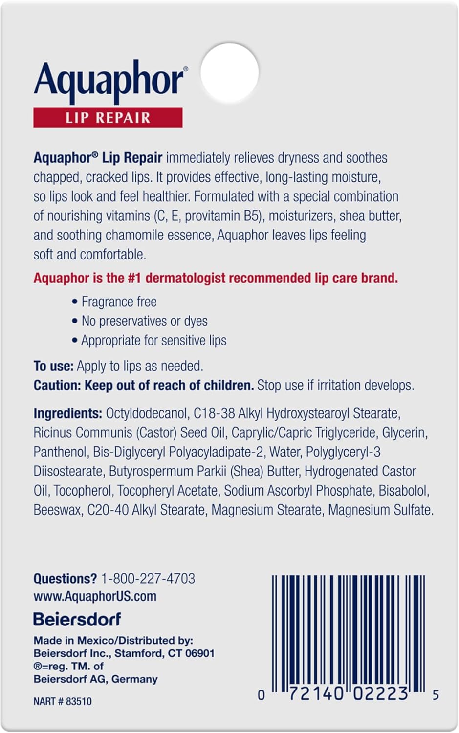 Aquaphor Lip Repair Ointment - Hydrating Lip Balm Duo for Dry Lips, Perfect Holiday Gift Set