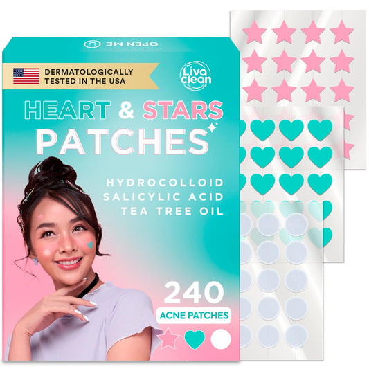 Livaclean Star Pimple Patches for Face – Hydrocolloid Acne Stickers with Tea Tree Oil, Salicylic Acid, Zit Stickers for Fast Healing, & Cute Acne Patch Stickers