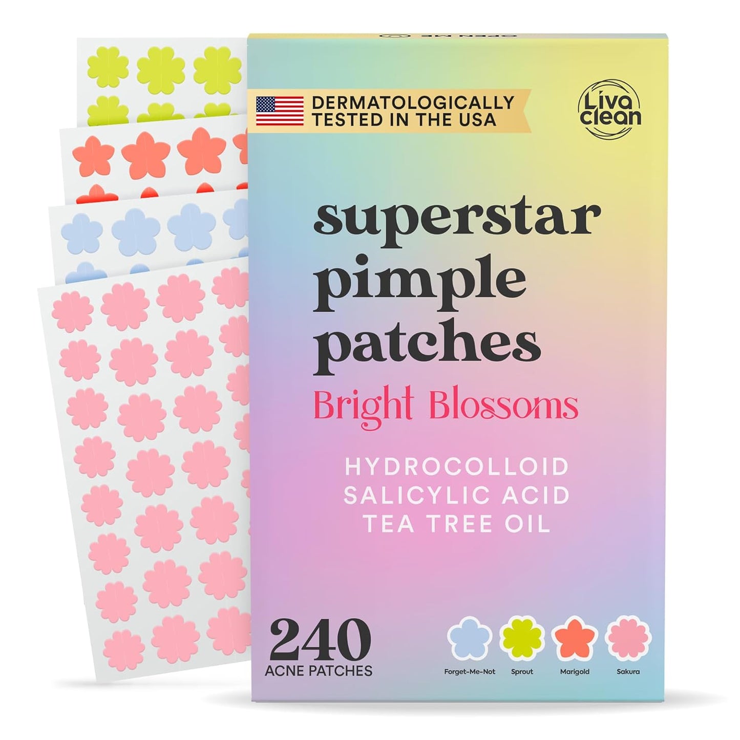 Livaclean Star Pimple Patches for Face – Hydrocolloid Acne Stickers with Tea Tree Oil, Salicylic Acid, Zit Stickers for Fast Healing, & Cute Acne Patch Stickers