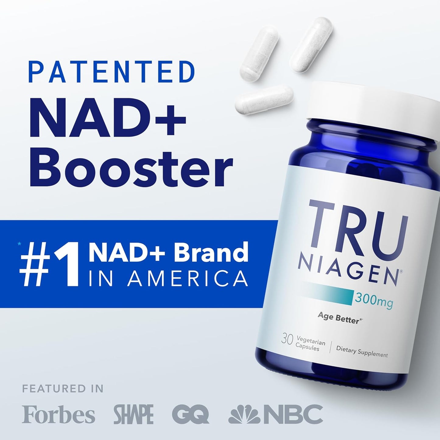 TRU NIAGEN NAD+ Booster Supplement 300mg – Supports Brain Health, Cellular Energy & Anti-Aging | Patented Niagen Formula | 30-Day Supply, 1 Capsule Daily