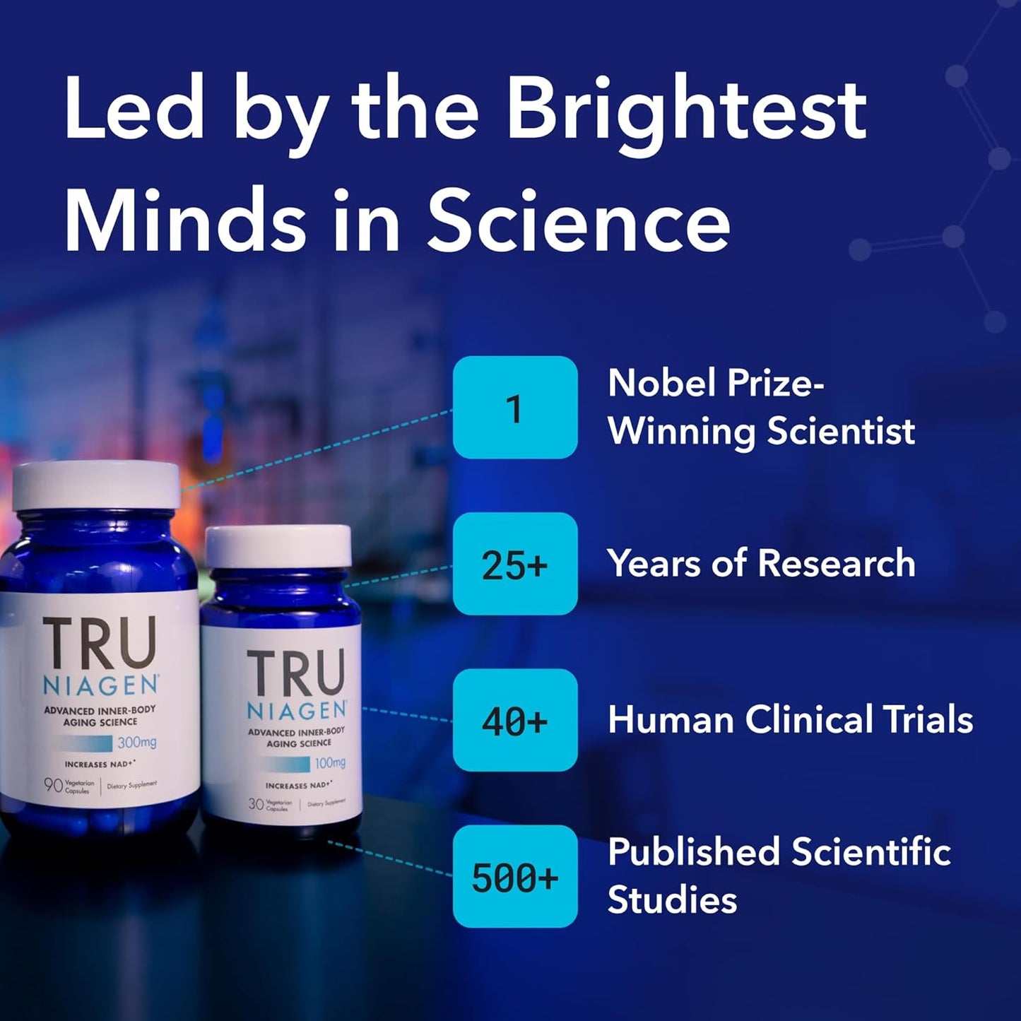 TRU NIAGEN NAD+ Booster Supplement 300mg – Supports Brain Health, Cellular Energy & Anti-Aging | Patented Niagen Formula | 30-Day Supply, 1 Capsule Daily