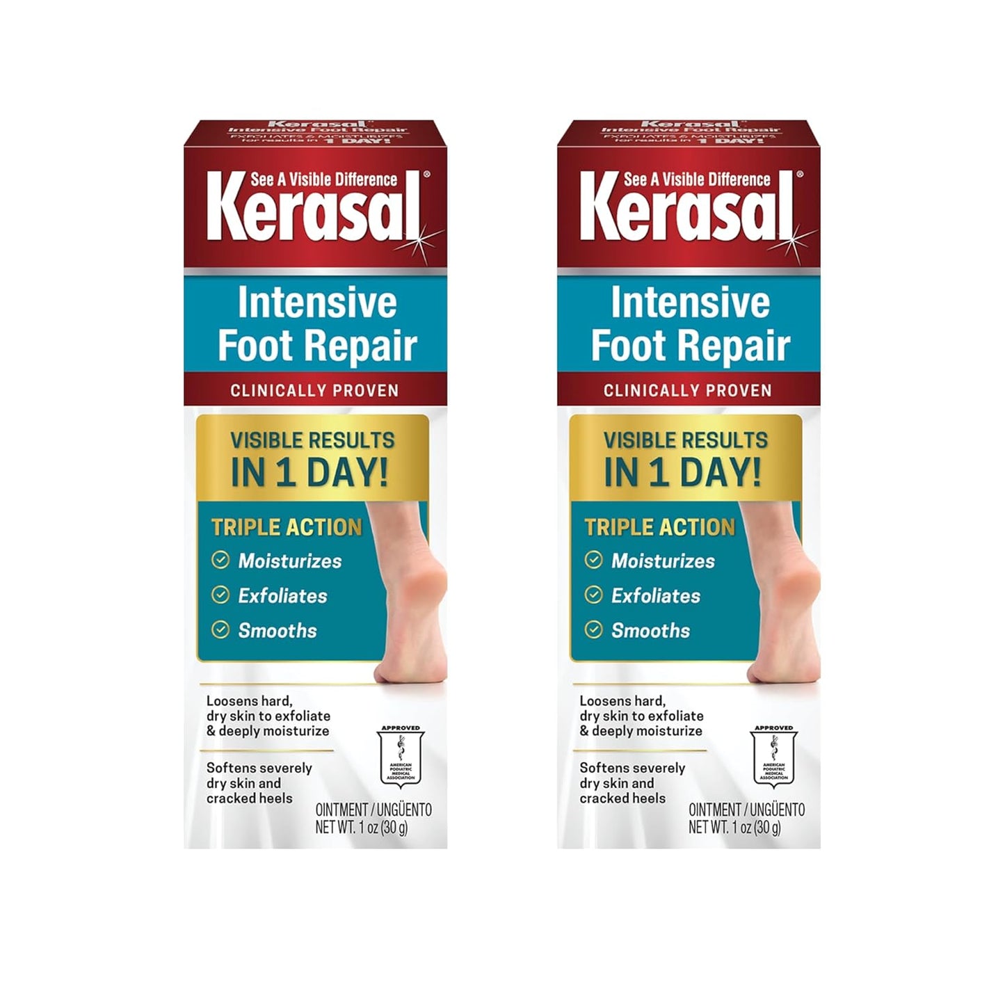 Kerasal Nighttime Intensive Foot Repair – Skin Healing Ointment for Cracked Heels & Dry Feet, 1 oz   