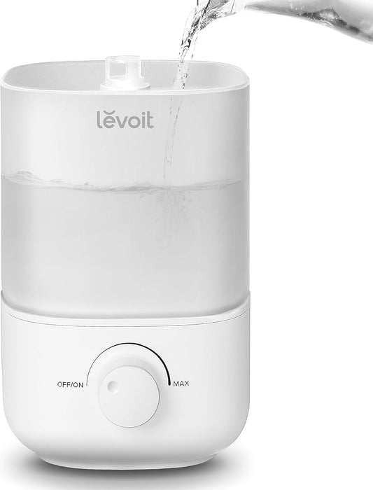 LEVOIT Top Fill Cool Mist Humidifier – 2.5L Tank for Large Rooms, Ultra-Quiet 26dB, Easy Clean, Auto Shut-Off, BPA-Free, Up to 25H Runtime