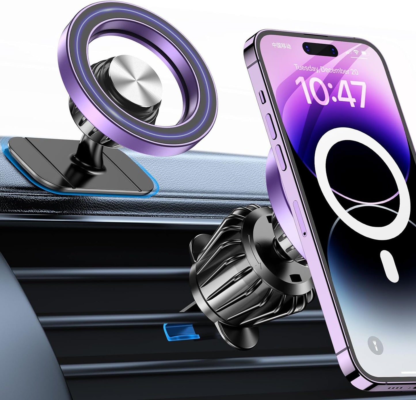 Kaistyle MagSafe Car Mount with 20 Strong Magnets – Magnetic Dash Phone Holder for Car, Secure Cell Phone Mount for android, iPhone 17, 16, 15, 14 Series