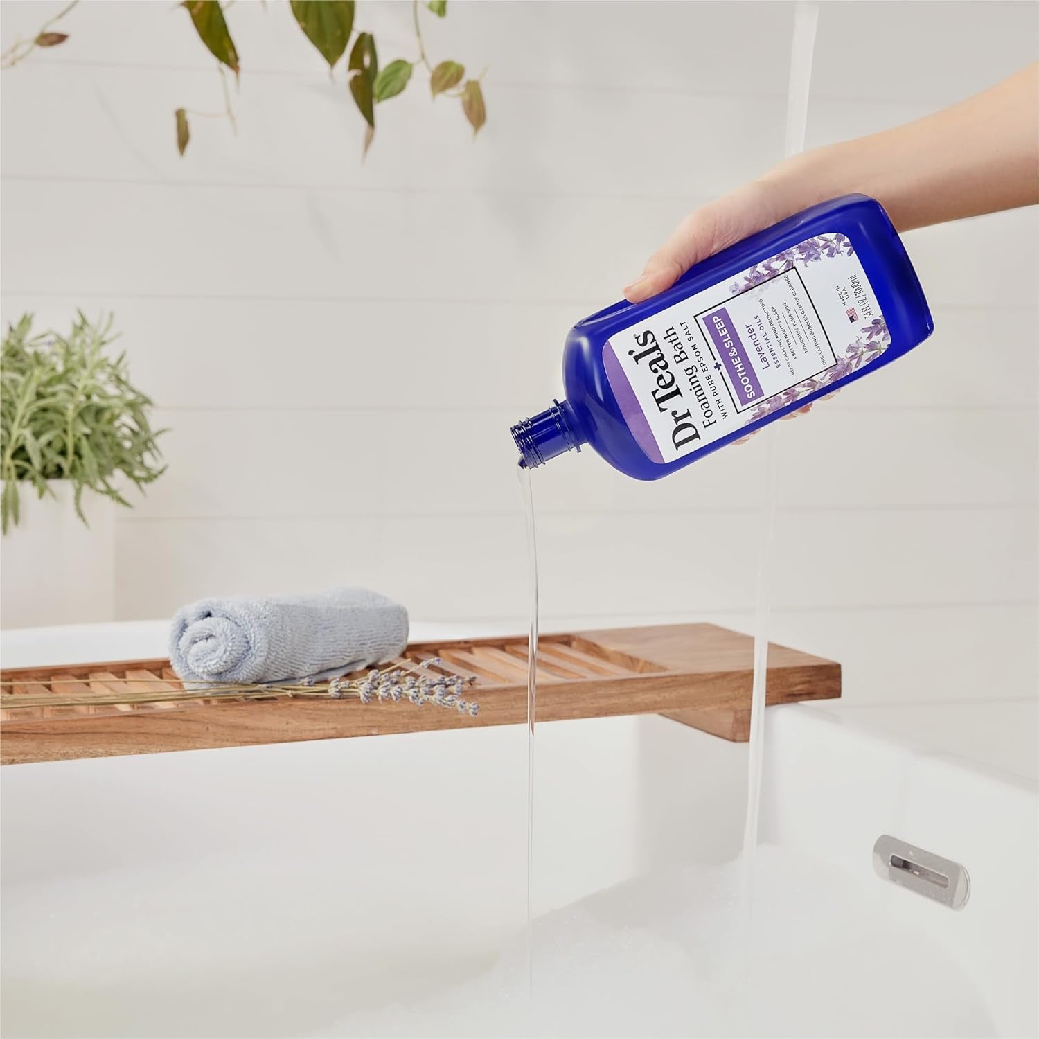 Dr Teal’s Foaming Bath with Pure Epsom Salt – Soothe & Sleep Lavender Bubble Bath Soak, Relaxing Aromatherapy Bath for Stress Relief & Better Sleep, 34 fl oz (Pack of 2)