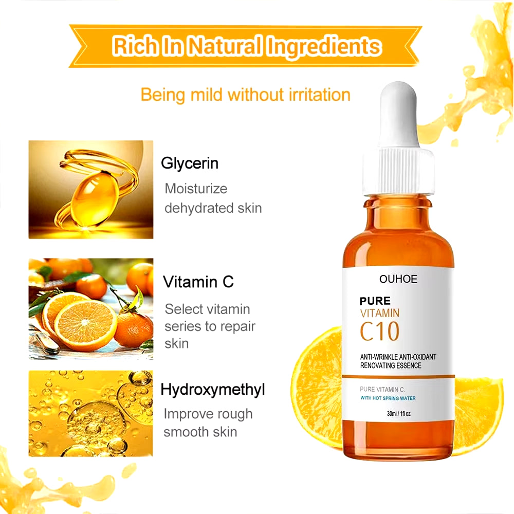 Vitamin C Anti-Aging Face Serum: Firming, Wrinkle Reduction, Brightening, and Nourishing Essence for Radiant Skin