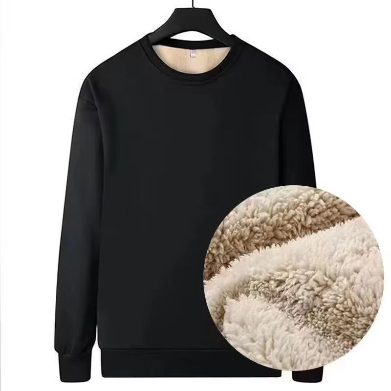 Men's New Winter Warm Fleece-Lined T-Shirt: Thick Crew Neck Pullover Sweatshirt