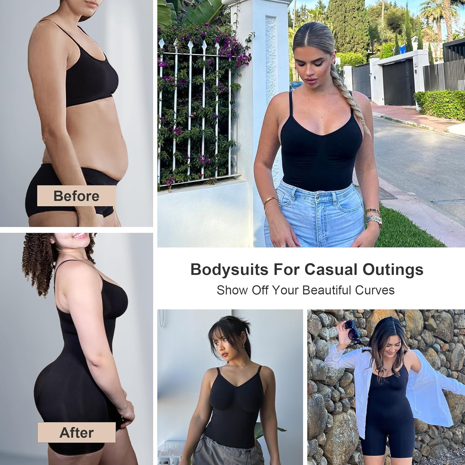 SHAPERX Women’s Seamless Shapewear Bodysuit – Tummy Control Waist-Snatching Body Shaper for a Smooth Sculpted Silhouette
