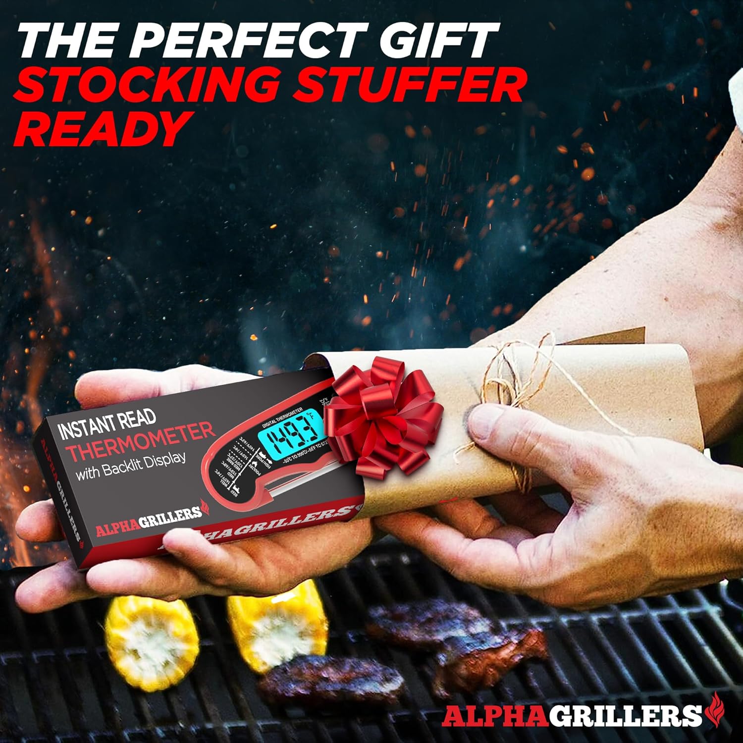 Alpha Grillers Digital Meat Thermometer – Instant Read Food Thermometer for Cooking, Grilling, BBQ & Outdoor Use