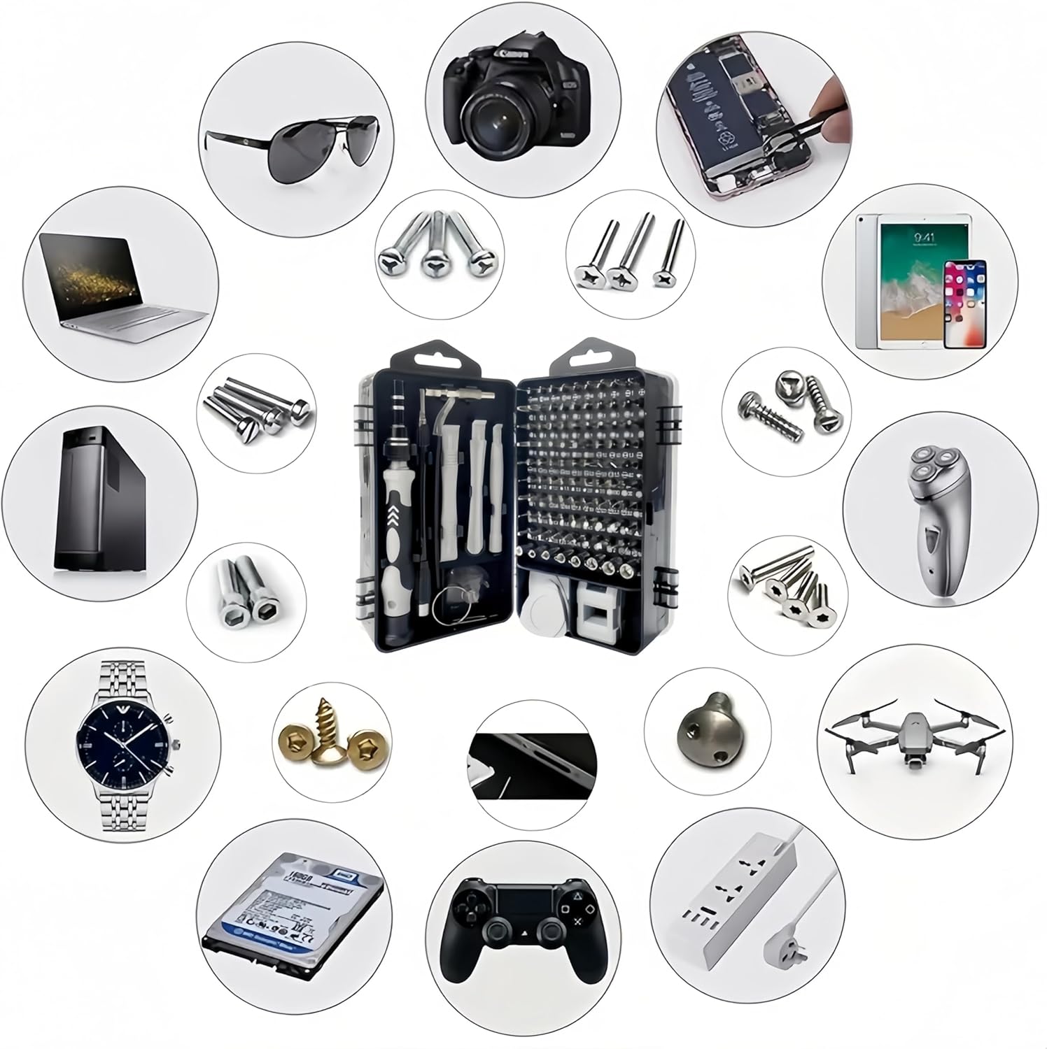 115-in-1 Precision Screwdriver Kit – Magnetic Multi-Bit Repair Tools for Electronics, Phones, Watches & Auto Maintenance