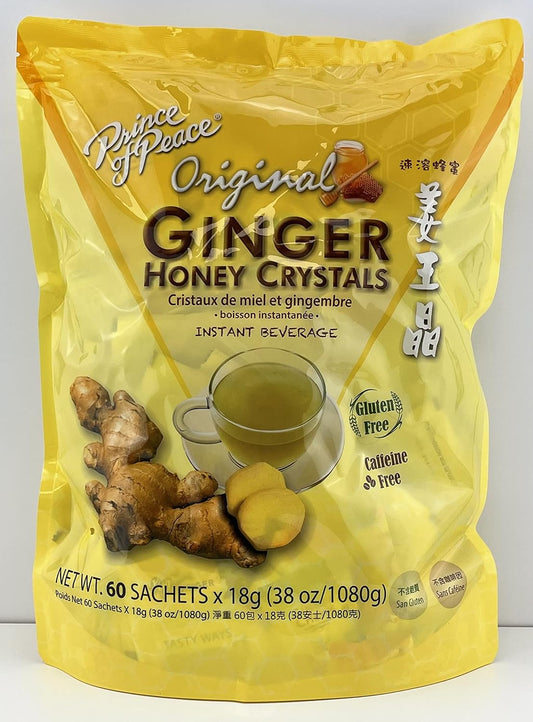 Prince of Peace Ginger Honey Crystals – Instant Ginger Drink Mix, Family Value Pack, 60 Sachets