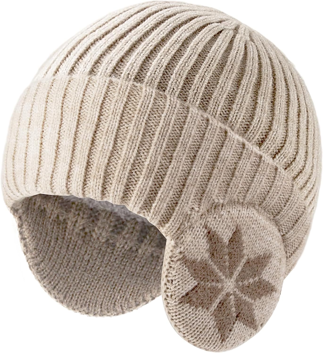 Winter Beanie Hat with Ear Flaps – Fleece-Lined Knit Skull Cap for Men & Women, Warm Windproof Outdoor Hat