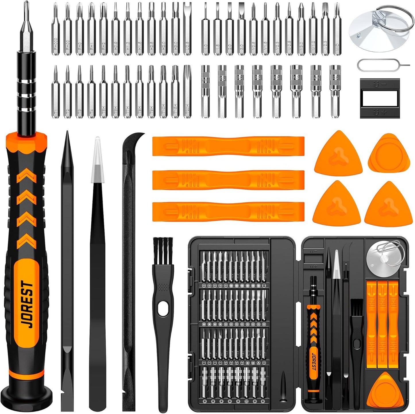 JOREST 59-Piece Precision Screwdriver Set – Mini Repair Tool Kit with Torx T5 T6 T8 for MacBook, iPhone, Laptop, PC, PS4/PS5, Xbox, Switch, Eyeglasses, Watch & Electronics