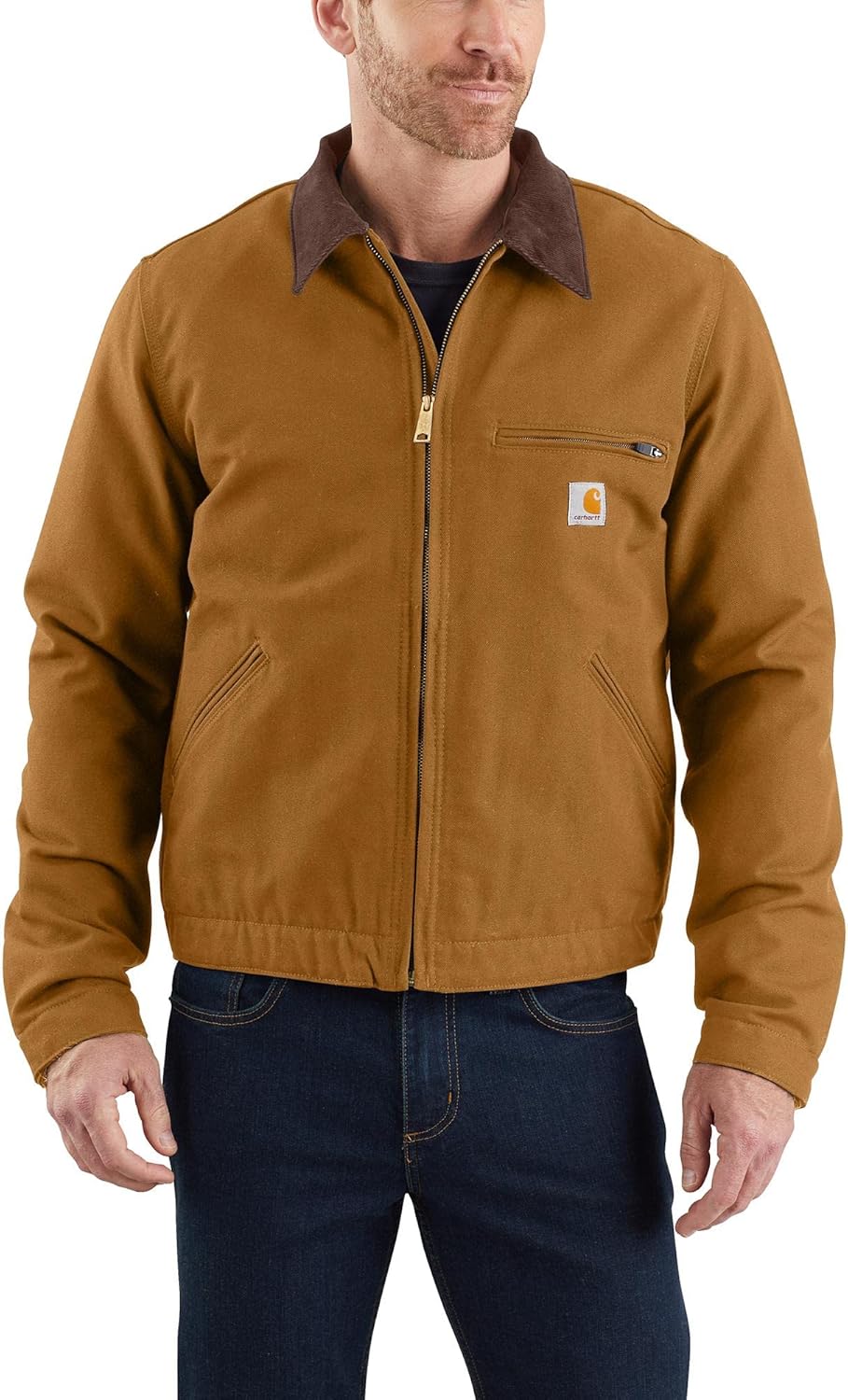 Carhartt Men’s Tall Sandstone Detroit Jacket – Durable Cotton Duck Work Jacket with Blanket Lining