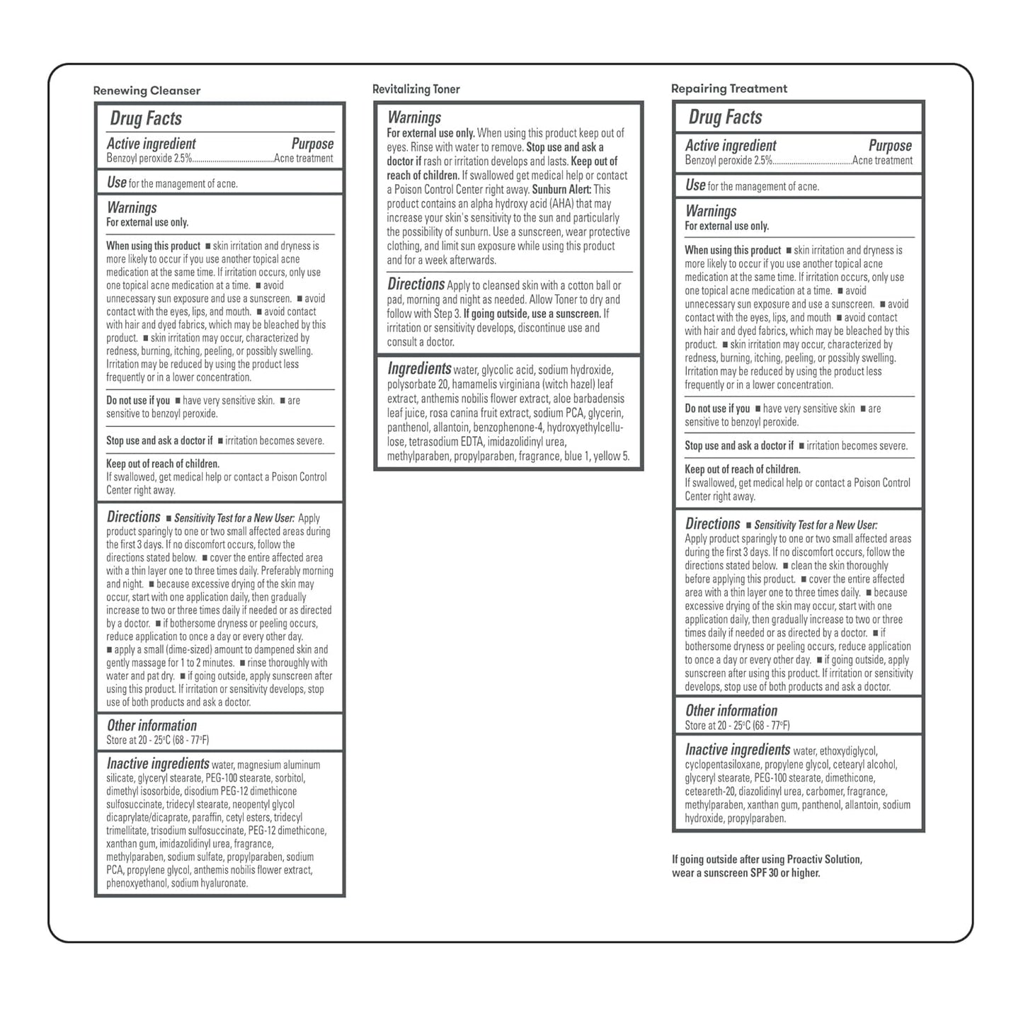 Proactiv 3-Step Acne Treatment – Benzoyl Peroxide Face Wash, Exfoliating Toner, Acne Spot Treatment & Repairing Spot Treatment for Face & Body | Complete 30-Day Kit