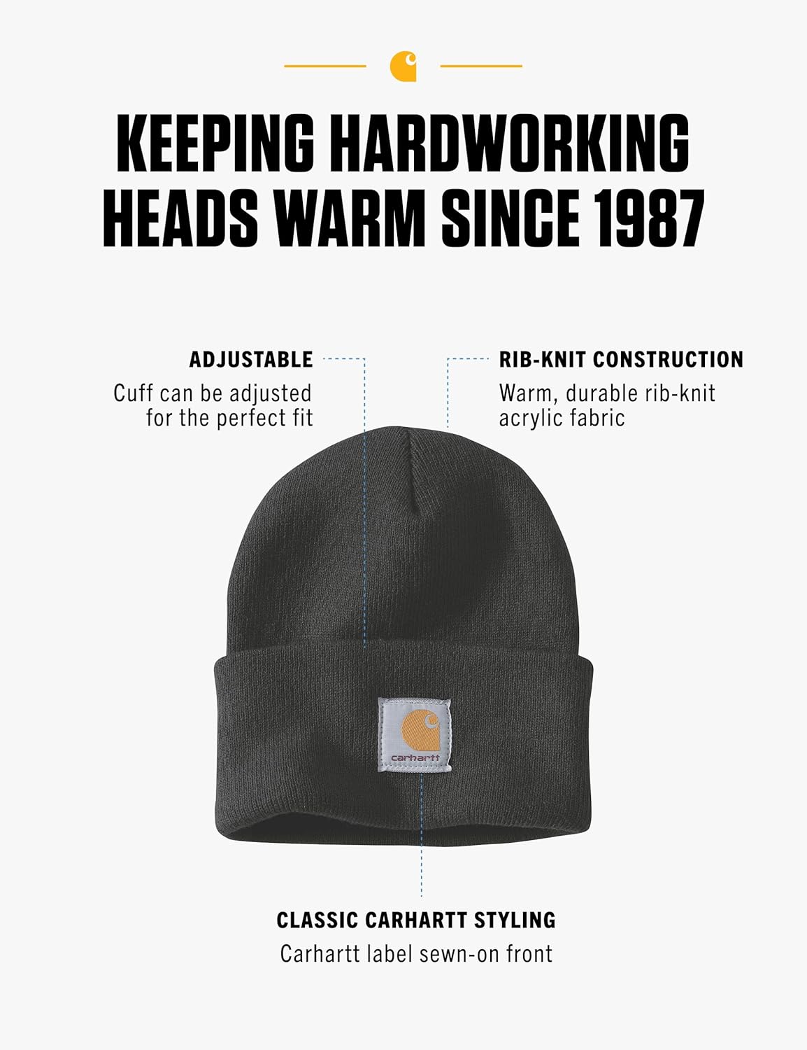 Carhartt Men’s Knit Cuffed Beanie – Warm Stretch Winter Hat for Work & Casual Wear