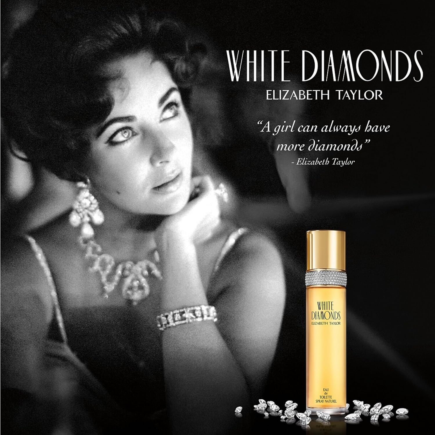 Elizabeth Taylor White Diamonds Eau de Toilette - Long-Lasting Floral Fragrance Perfume Spray, 3.3 Fl Oz