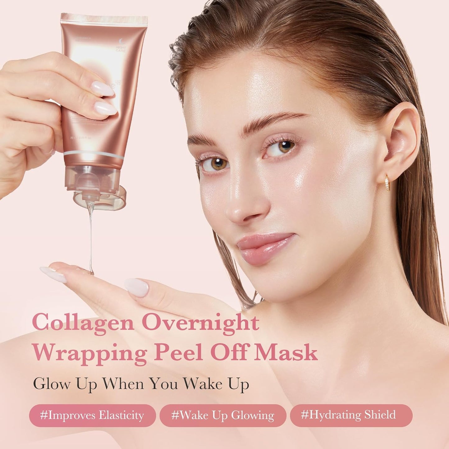 Medicube Collagen Wrapping Overnight Peel-Off Facial Mask – Elasticity & Deep Hydration Care, Reduces Sagging & Dullness, Hydrolyzed Collagen Glow Boost | Korean Skincare, 2.53 fl oz