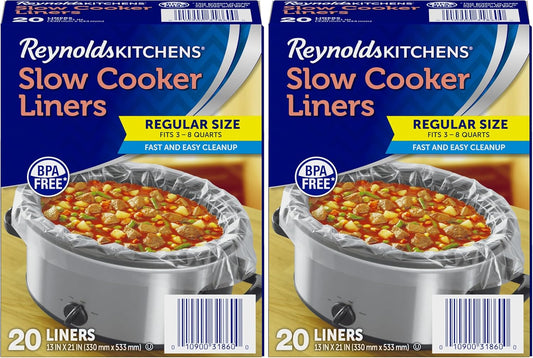 Reynolds Kitchens Regular Slow Cooker Liners – Fits 3–8 Quart Crockpots, Easy Cleanup, 6 Count