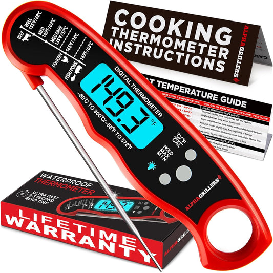 Alpha Grillers Digital Meat Thermometer – Instant Read Food Thermometer for Cooking, Grilling, BBQ & Outdoor Use