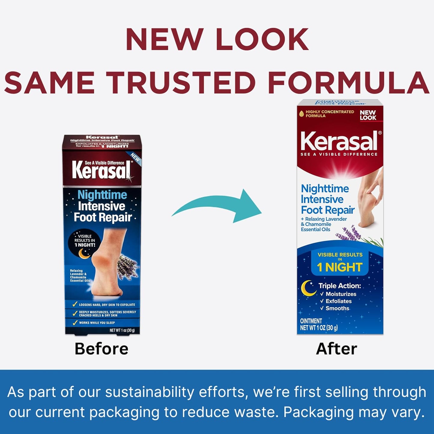 Kerasal Nighttime Intensive Foot Repair – Skin Healing Ointment for Cracked Heels & Dry Feet, 1 oz   