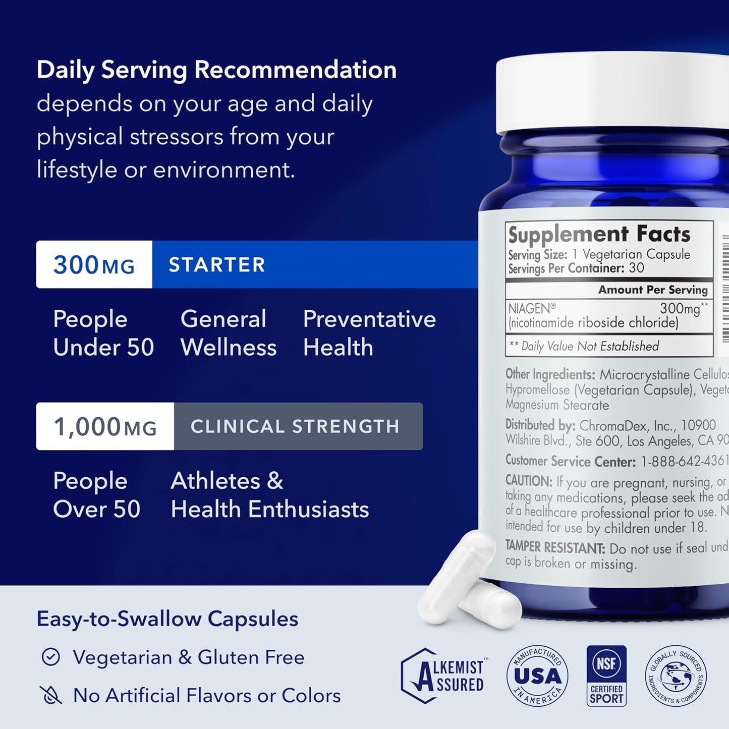 TRU NIAGEN NAD+ Booster Supplement 300mg – Supports Brain Health, Cellular Energy & Anti-Aging | Patented Niagen Formula | 30-Day Supply, 1 Capsule Daily