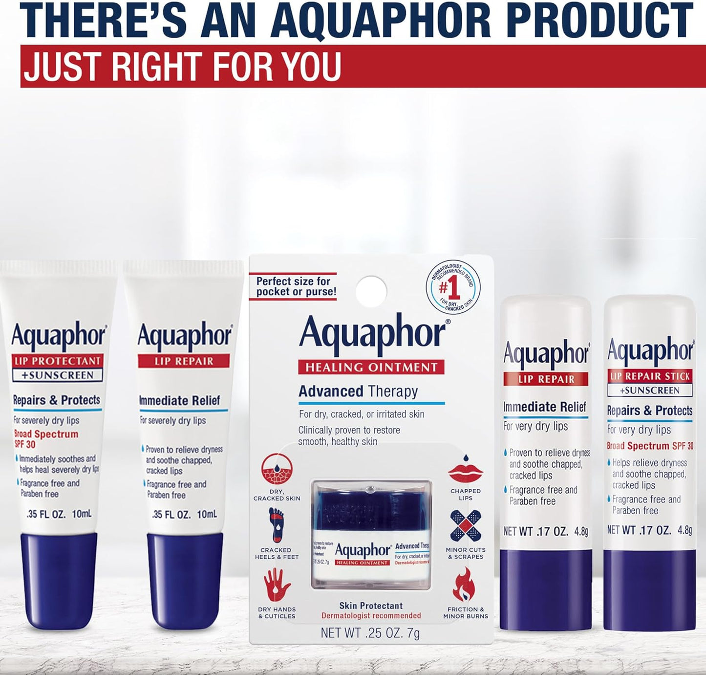 Aquaphor Lip Repair Ointment - Hydrating Lip Balm Duo for Dry Lips, Perfect Holiday Gift Set