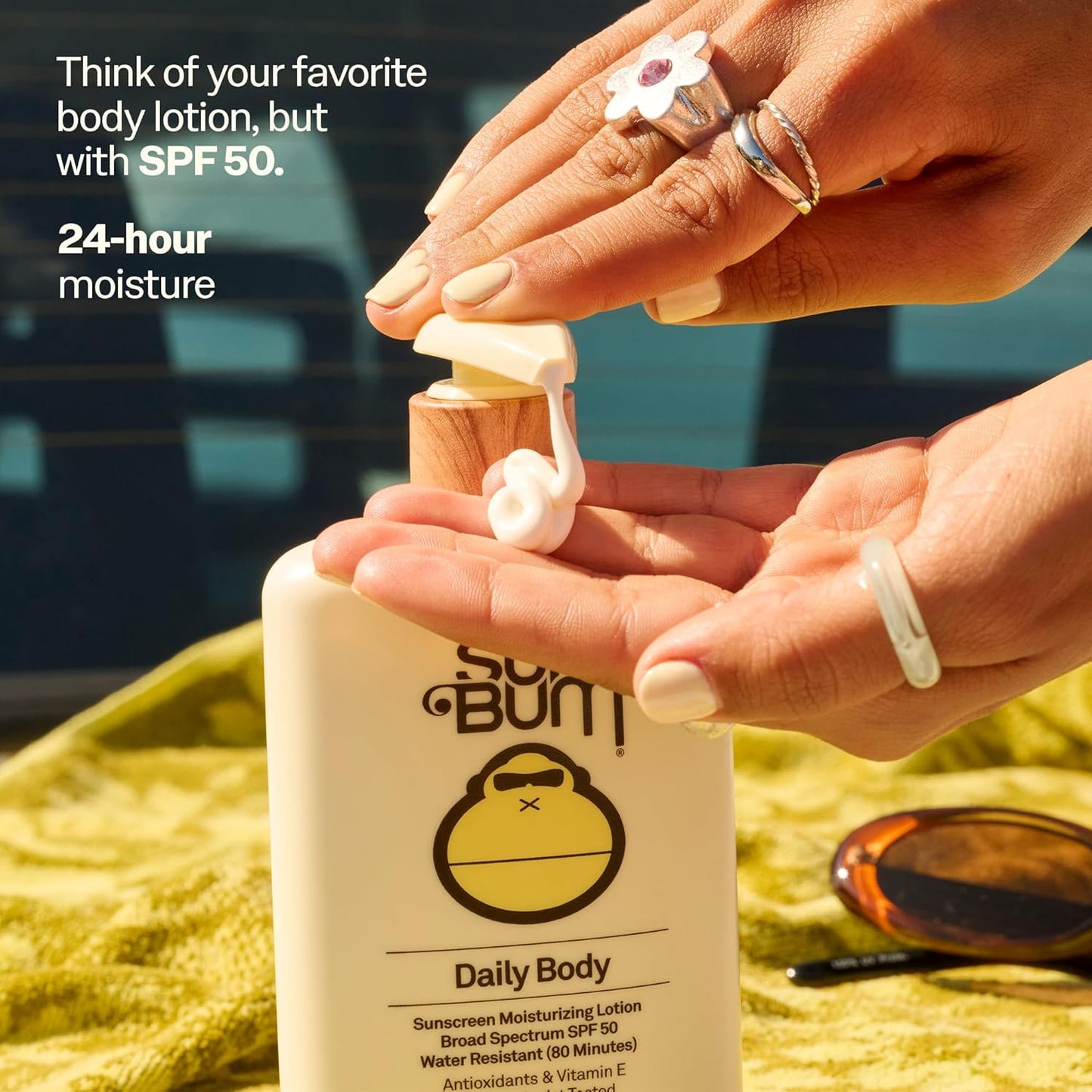 Sun Bum Daily SPF 50 Sunscreen Body Lotion – Broad Spectrum Moisturizing Sun Protection with Vitamin E, Vegan & Hawaii 104 Compliant (Octinoxate & Oxybenzone Free), Dermatologist Tested, 8 oz
