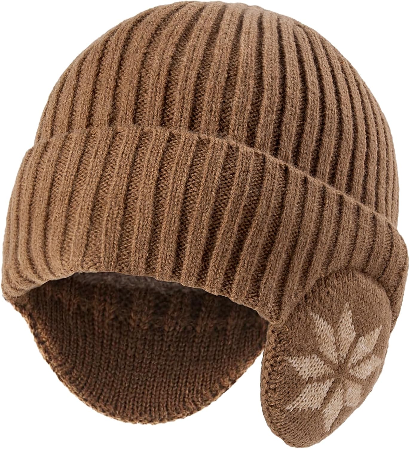 Winter Beanie Hat with Ear Flaps – Fleece-Lined Knit Skull Cap for Men & Women, Warm Windproof Outdoor Hat