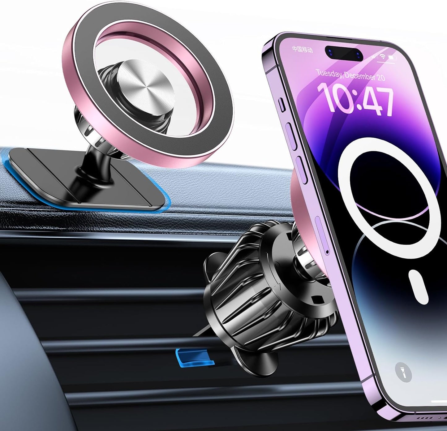 Kaistyle MagSafe Car Mount with 20 Strong Magnets – Magnetic Dash Phone Holder for Car, Secure Cell Phone Mount for android, iPhone 17, 16, 15, 14 Series