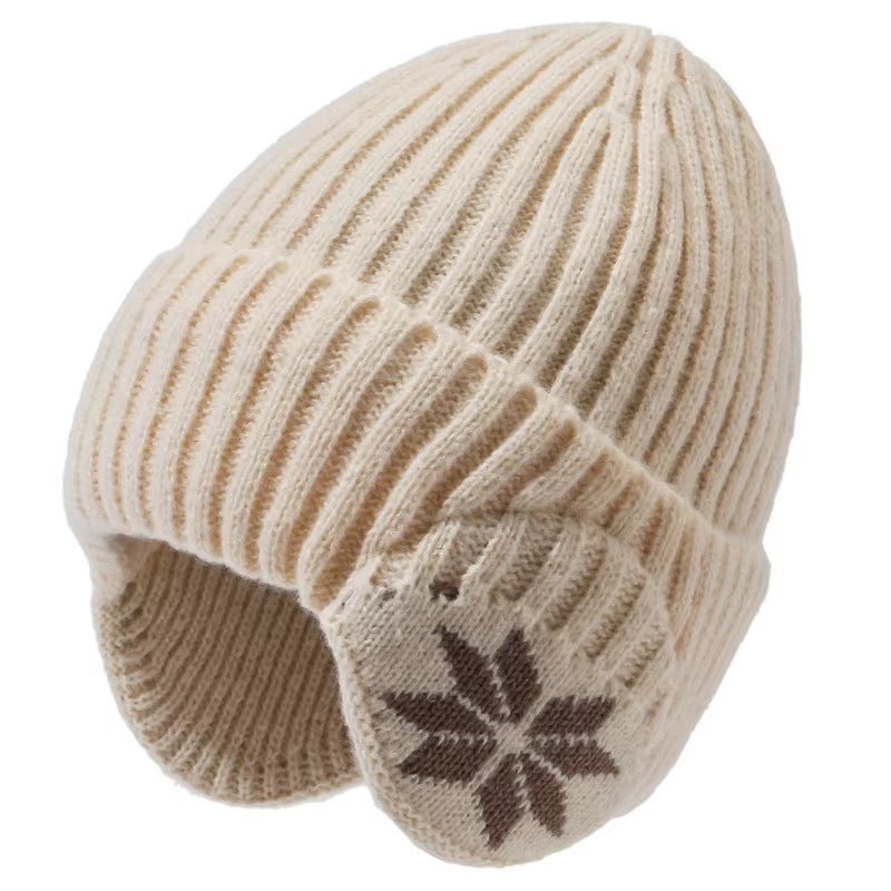 Warm Knitted Woolen Hat for Men and Women: Winter Ear Protection with Velvet Lining Beanie