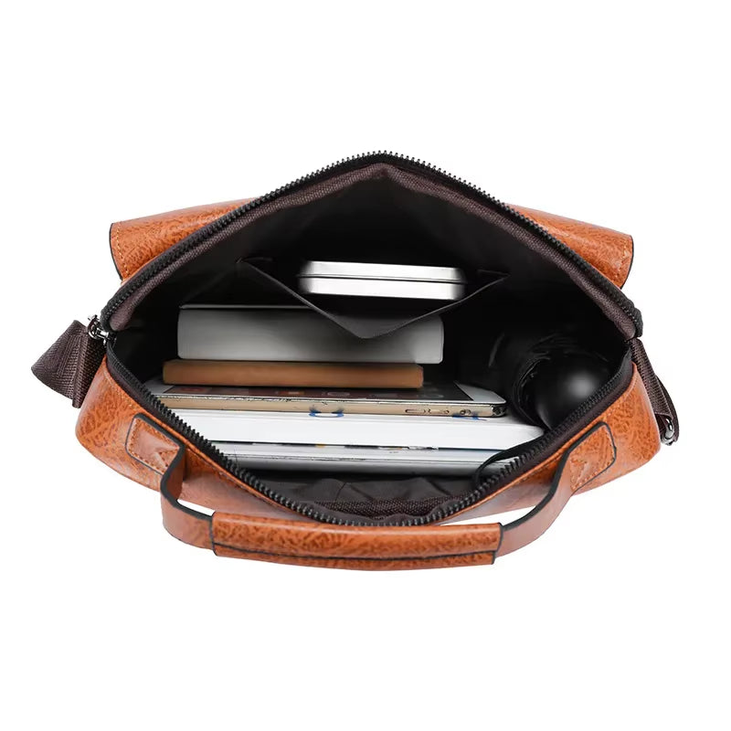 Luxury Kangaroo Brand Men's Leather Messenger Bag: Casual Crossbody and Business Shoulder Bag