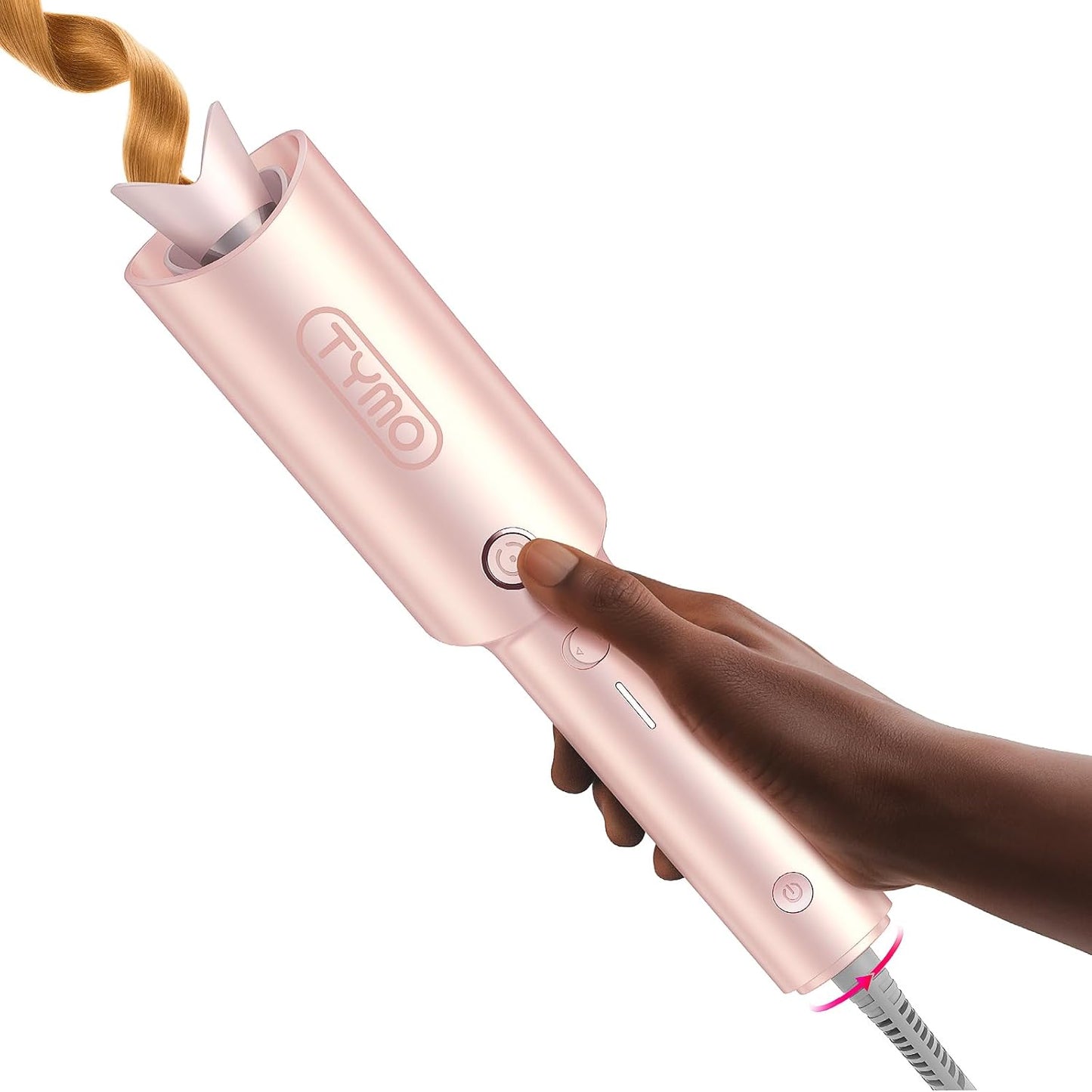 TYMO CURLPRO Automatic Rotating Curling Iron – 1 Inch Beach Wave Hair Curler Wand with 500M Ionic Technology, Ceramic Coating, Dual Voltage, Lightweight Travel-Friendly Design (Metallic Gray)