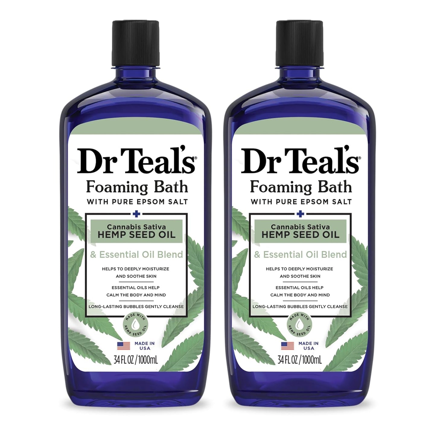 Dr Teal’s Foaming Bath with Pure Epsom Salt – Soothe & Sleep Lavender Bubble Bath Soak, Relaxing Aromatherapy Bath for Stress Relief & Better Sleep, 34 fl oz (Pack of 2)