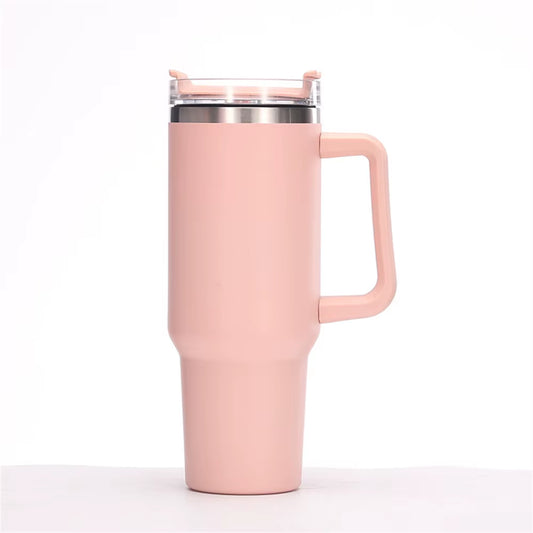 Stainless Steel Vacuum Tumbler 40oz – Travel Coffee Mug with Handle, Insulated Water Bottle & Outdoor Cup